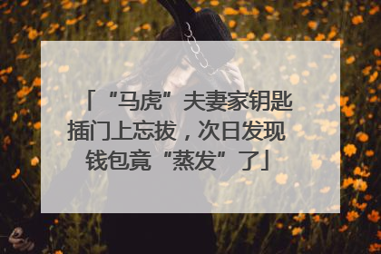 “马虎”夫妻家钥匙插门上忘拔，次日发现钱包竟“蒸发”了