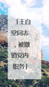 王自堂同志，被撤销党内职务