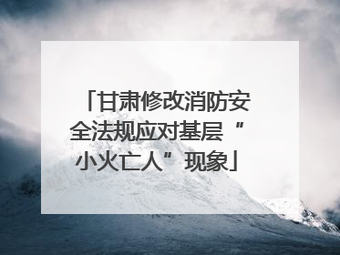 甘肃修改消防安全法规应对基层“小火亡人”现象