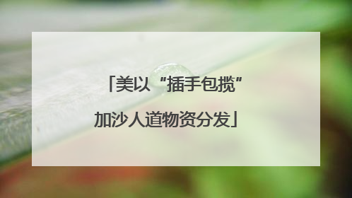 美以“插手包揽”加沙人道物资分发