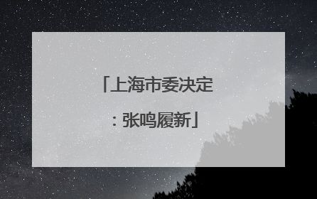 上海市委决定：张鸣履新