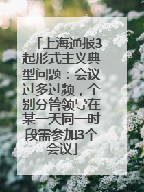 上海通报3起形式主义典型问题：会议过多过频，个别分管领导在某一天同一时段需参加3个会议