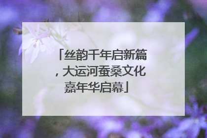 丝韵千年启新篇，大运河蚕桑文化嘉年华启幕