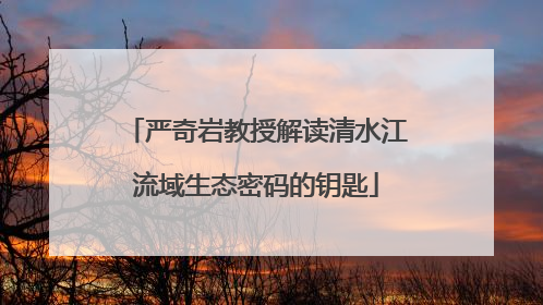 严奇岩教授解读清水江流域生态密码的钥匙