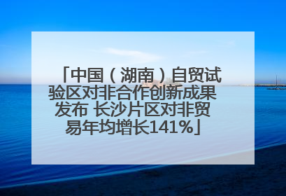 中国（湖南）自贸试验区对非合作创新成果发布 长沙片区对非贸易年均增长141%