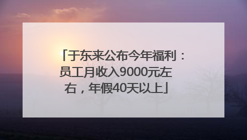 于东来公布今年福利：员工月收入9000元左右，年假40天以上