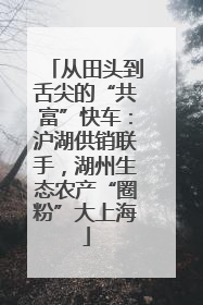 从田头到舌尖的“共富”快车：沪湖供销联手，湖州生态农产“圈粉”大上海