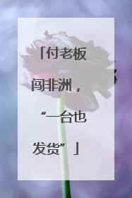 付老板闯非洲，“一台也发货”