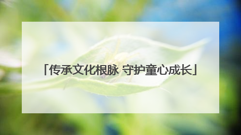 传承文化根脉 守护童心成长