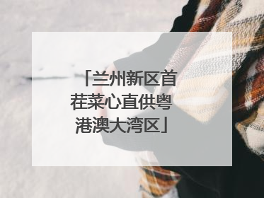 兰州新区首茬菜心直供粤港澳大湾区
