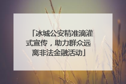 冰城公安精准滴灌式宣传，助力群众远离非法金融活动
