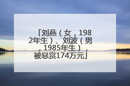 刘燕（女，1982年生）、刘波（男，1985年生），被悬赏174万元