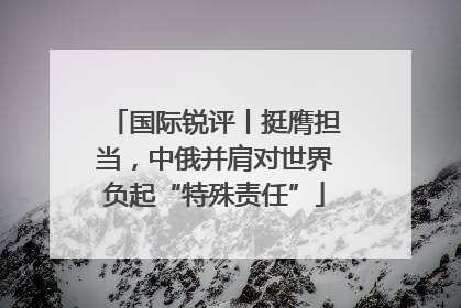 国际锐评丨挺膺担当，中俄并肩对世界负起“特殊责任”