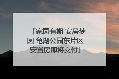 家园有期 安居梦圆 龟湖公园东片区安置房即将交付
