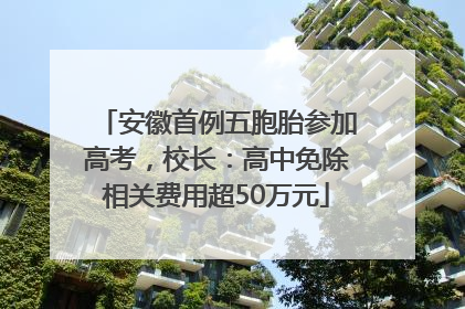 安徽首例五胞胎参加高考，校长：高中免除相关费用超50万元