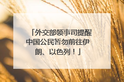 外交部领事司提醒中国公民暂勿前往伊朗、以色列！