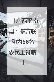广西平南县：多方联动为66名农民工讨薪