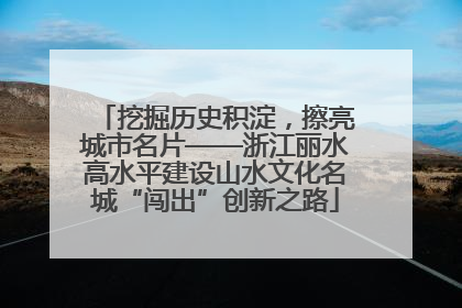 挖掘历史积淀，擦亮城市名片——浙江丽水高水平建设山水文化名城“闯出”创新之路