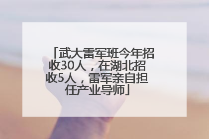 武大雷军班今年招收30人，在湖北招收5人，雷军亲自担任产业导师