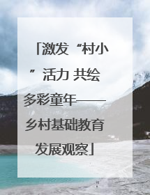 激发“村小”活力 共绘多彩童年——乡村基础教育发展观察