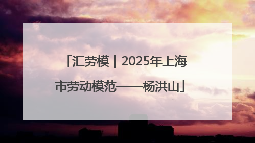 汇劳模｜2025年上海市劳动模范——杨洪山