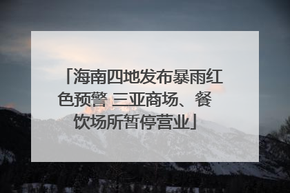 海南四地发布暴雨红色预警 三亚商场、餐饮场所暂停营业