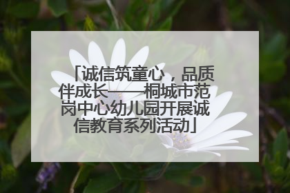 诚信筑童心，品质伴成长——桐城市范岗中心幼儿园开展诚信教育系列活动