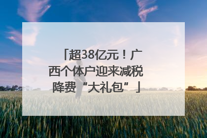 超38亿元！广西个体户迎来减税降费“大礼包”