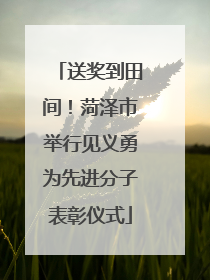 送奖到田间！菏泽市举行见义勇为先进分子表彰仪式