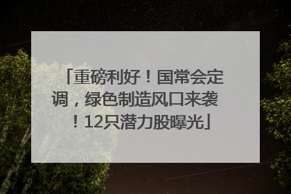 重磅利好！国常会定调，绿色制造风口来袭！12只潜力股曝光