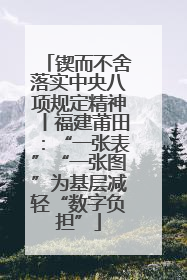 锲而不舍落实中央八项规定精神丨福建莆田：“一张表”“一张图”为基层减轻“数字负担”