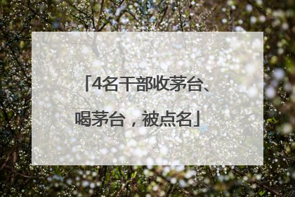 4名干部收茅台、喝茅台，被点名